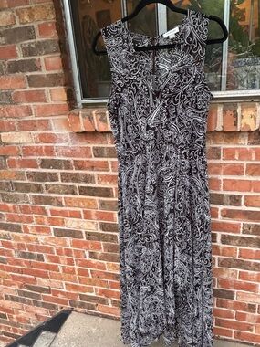 Calvin Klein Midi Dress, Flowy Semi Sheer Fabric, Faux Wrap Front, Lined Size 10